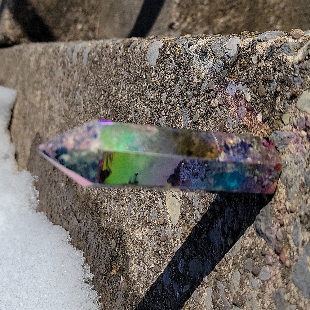 Iridescent Rainbow Crystal Point Home Accent